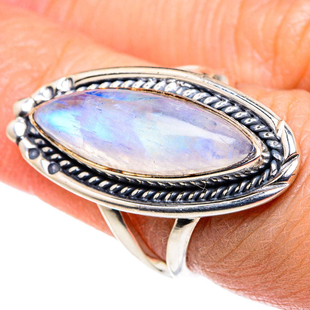 Rainbow Moonstone Rings handcrafted by Anasilvercos - RING92651