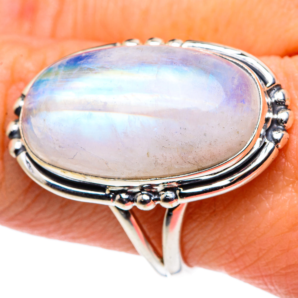 Rainbow Moonstone Rings handcrafted by Anasilvercos - RING92652
