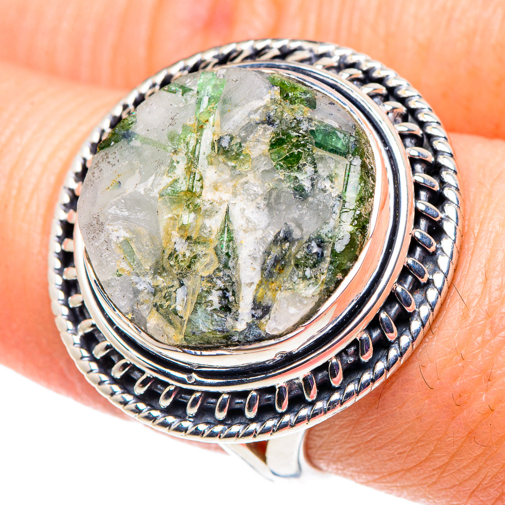 Green Tourmaline In Quartz Rings handcrafted by Anasilvercos - RING92660