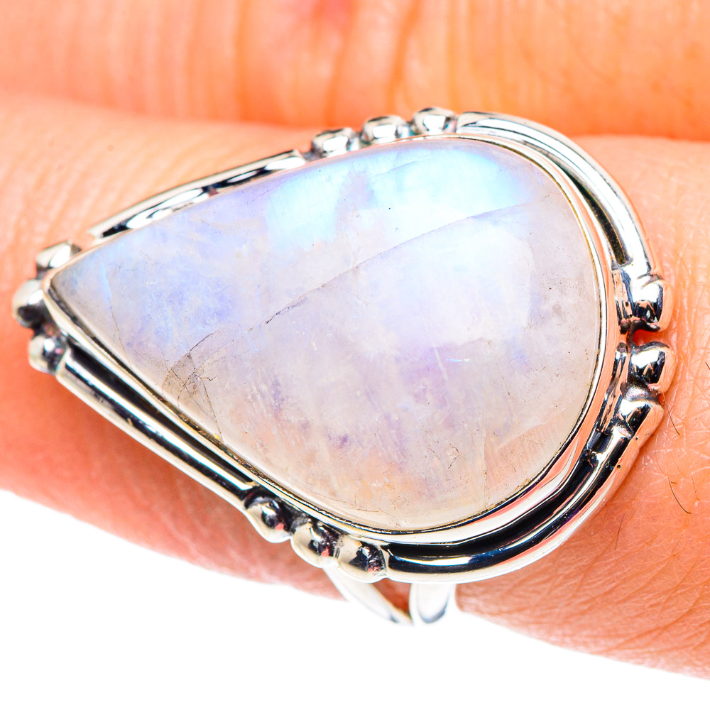 Rainbow Moonstone Rings handcrafted by Anasilvercos - RING92690
