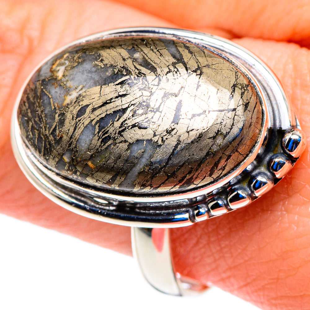 Pyrite Agate Rings handcrafted by Anasilvercos - RING92736