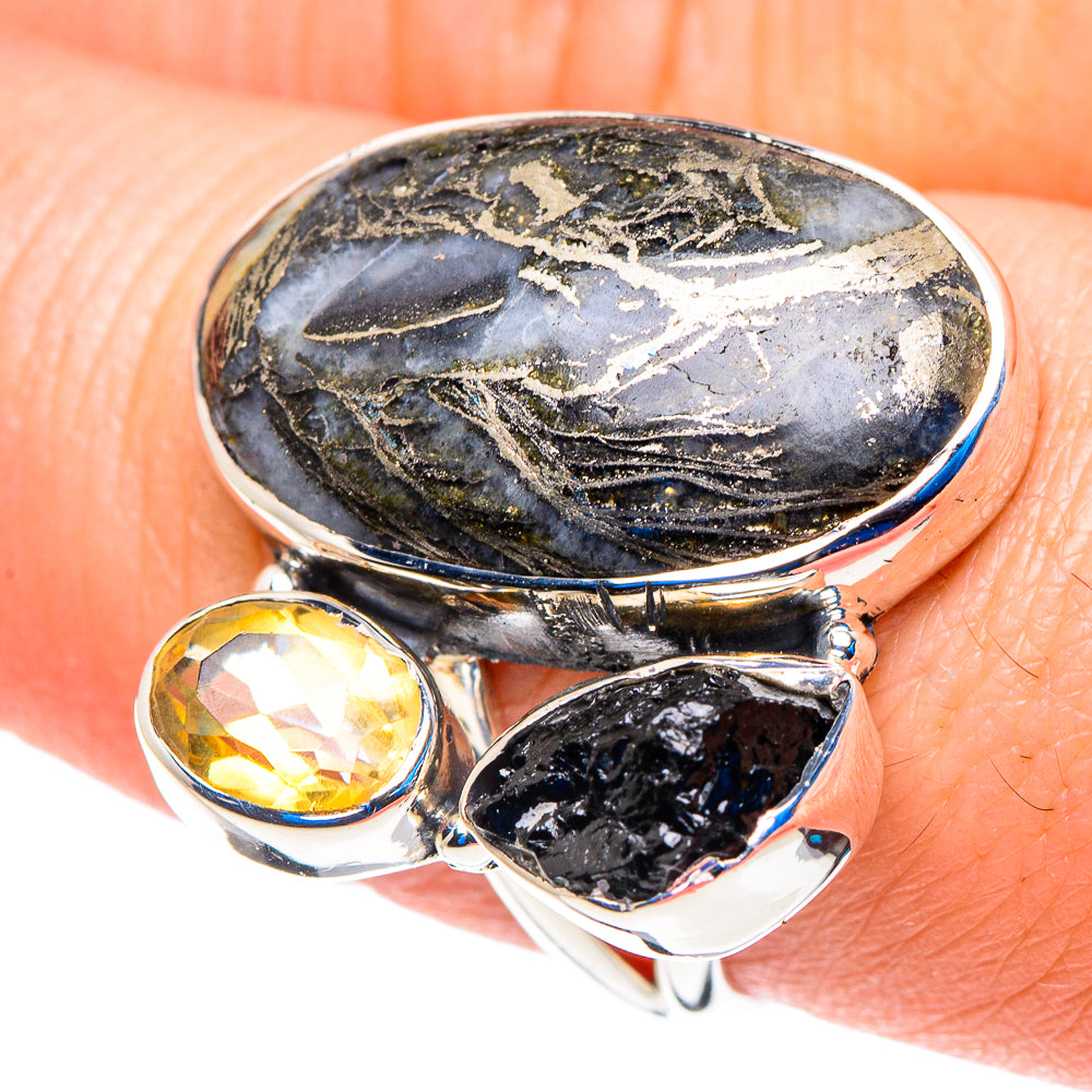 Pyrite Agate Rings handcrafted by Anasilvercos - RING92737