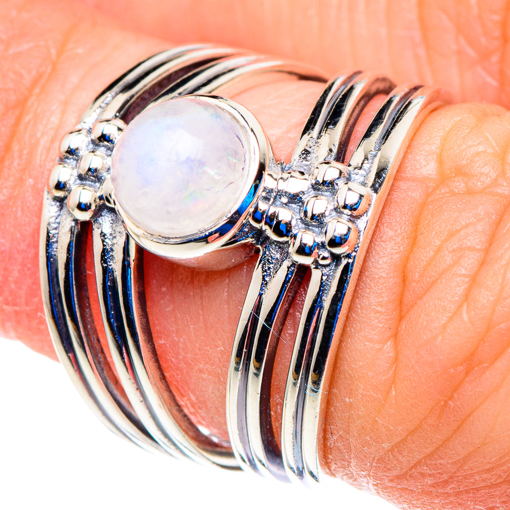 Rainbow Moonstone Rings handcrafted by Anasilvercos - RING92741