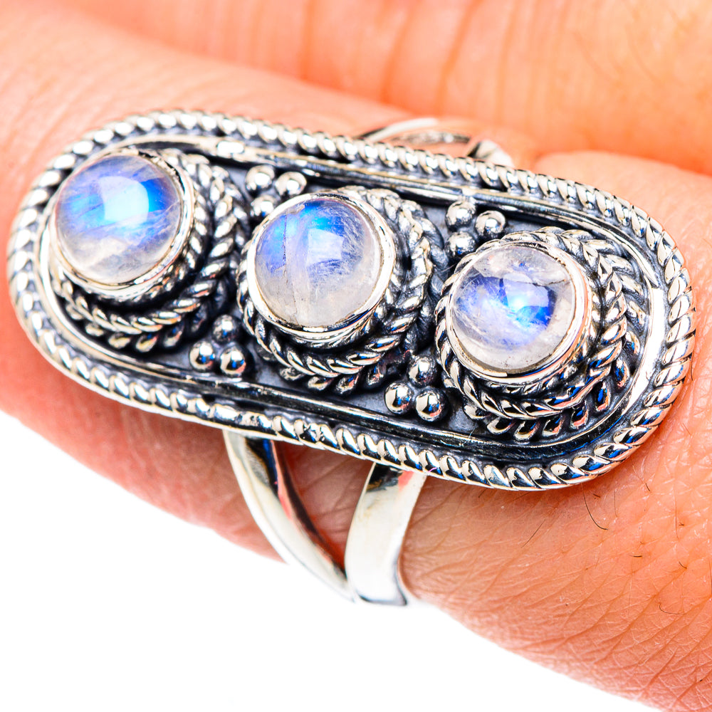 Rainbow Moonstone Rings handcrafted by Anasilvercos - RING92764