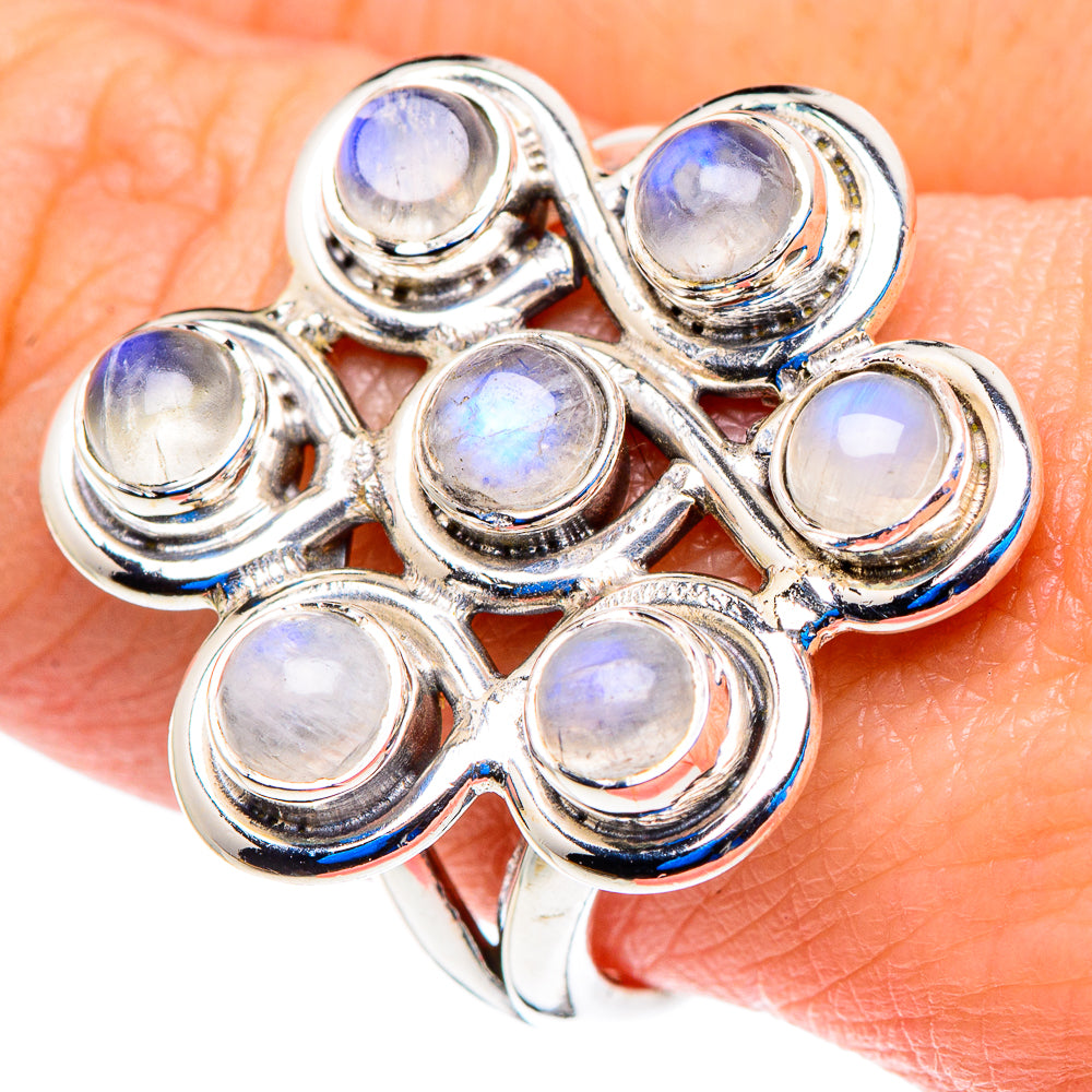 Rainbow Moonstone Rings handcrafted by Anasilvercos - RING92765