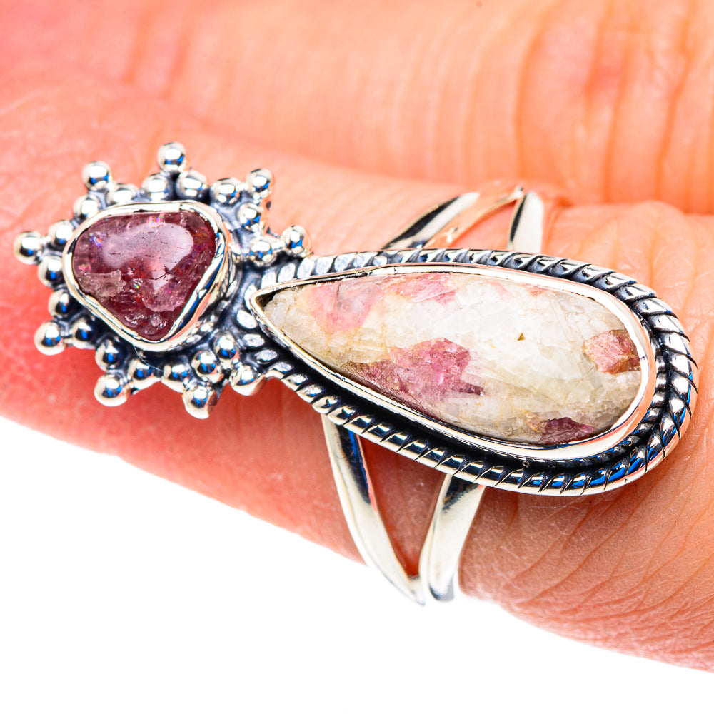 Pink Quartz Crystal Rings handcrafted by Anasilvercos - RING92780