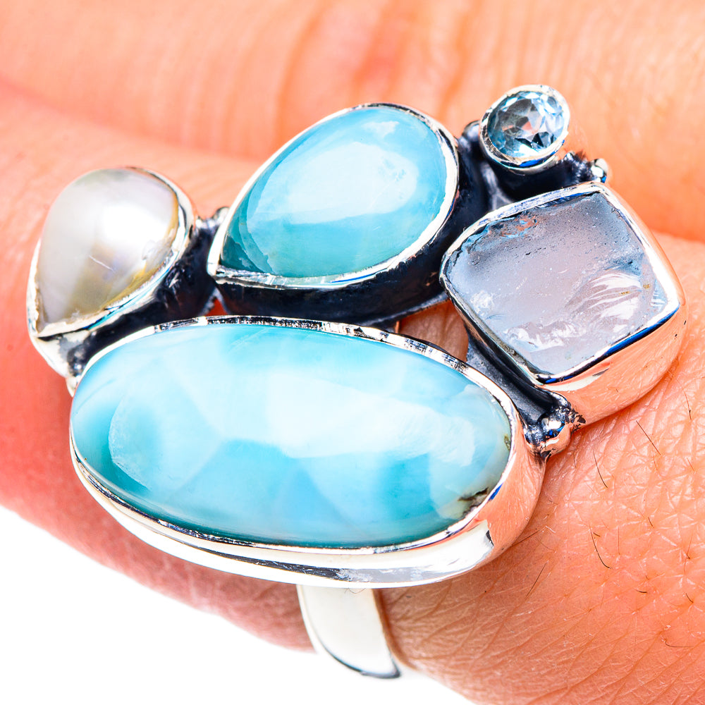 Larimar Rings handcrafted by Anasilvercos - RING92804