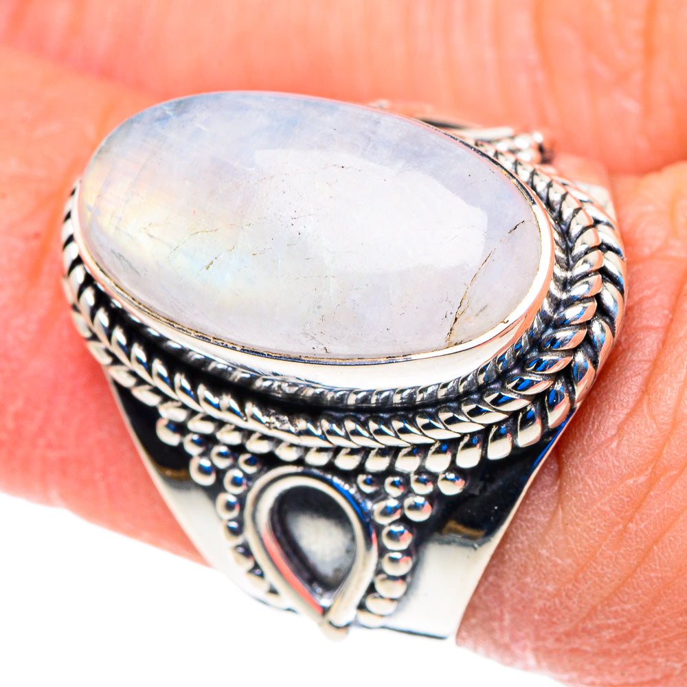 Rainbow Moonstone Rings handcrafted by Anasilvercos - RING92864