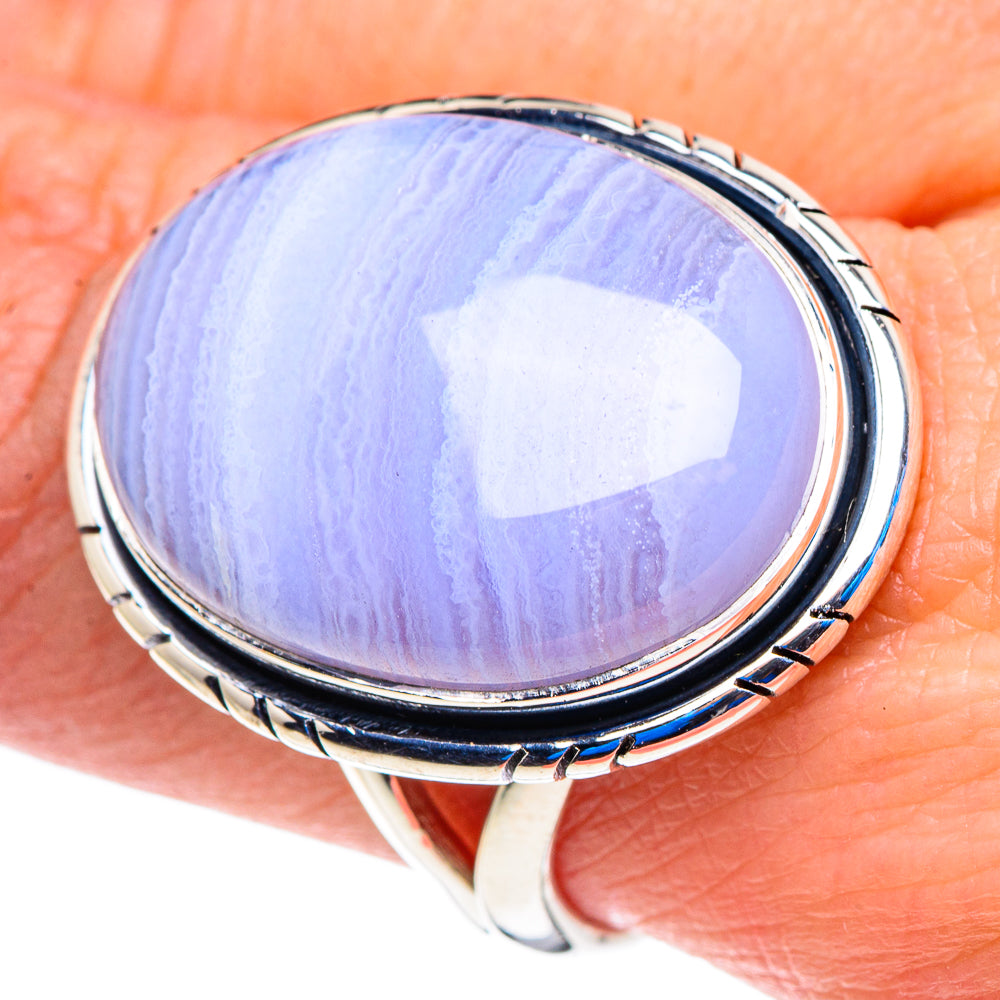 Blue Lace Agate Rings handcrafted by Anasilvercos - RING92916