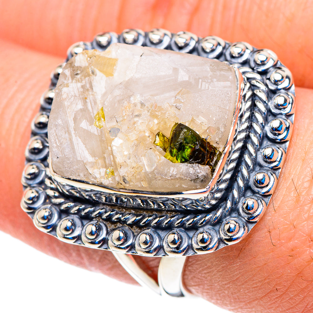 Green Tourmaline In Quartz Rings handcrafted by Anasilvercos - RING92940