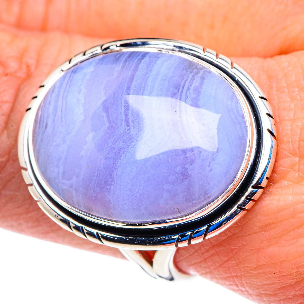 Blue Lace Agate Rings handcrafted by Anasilvercos - RING92964