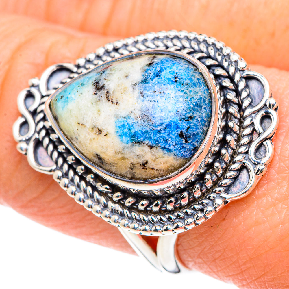 K2 Blue Azurite Rings handcrafted by Anasilvercos - RING93067