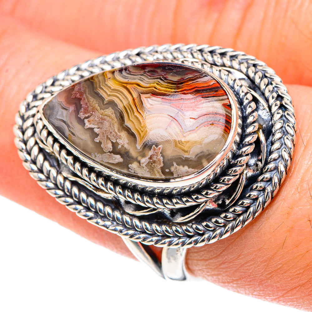 Laguna Lace Agate Rings handcrafted by Anasilvercos - RING93088