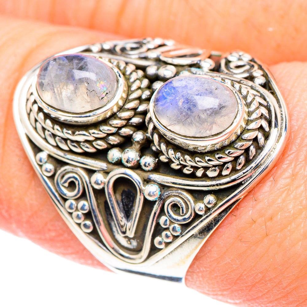 Rainbow Moonstone Rings handcrafted by Anasilvercos - RING93111