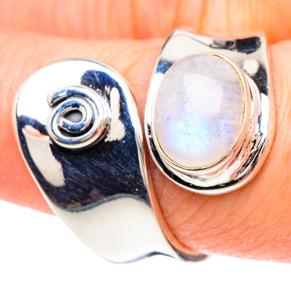 Rainbow Moonstone Rings handcrafted by Anasilvercos - RING93113
