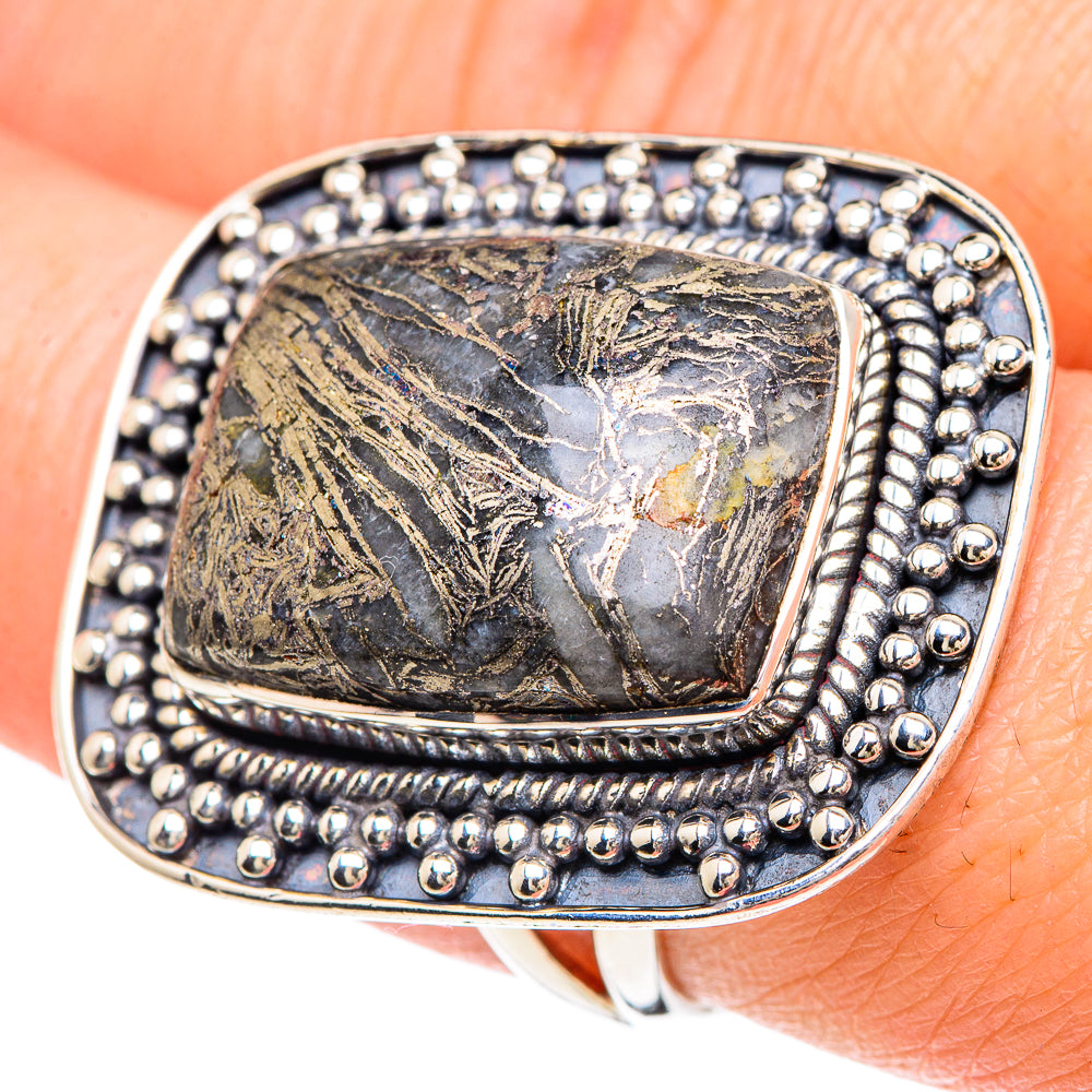 Pyrite Agate Rings handcrafted by Anasilvercos - RING93223