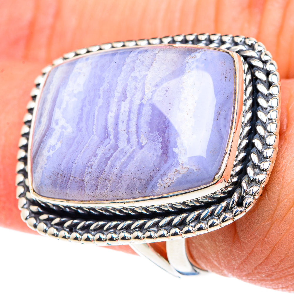 Blue Lace Agate Rings handcrafted by Anasilvercos - RING93233