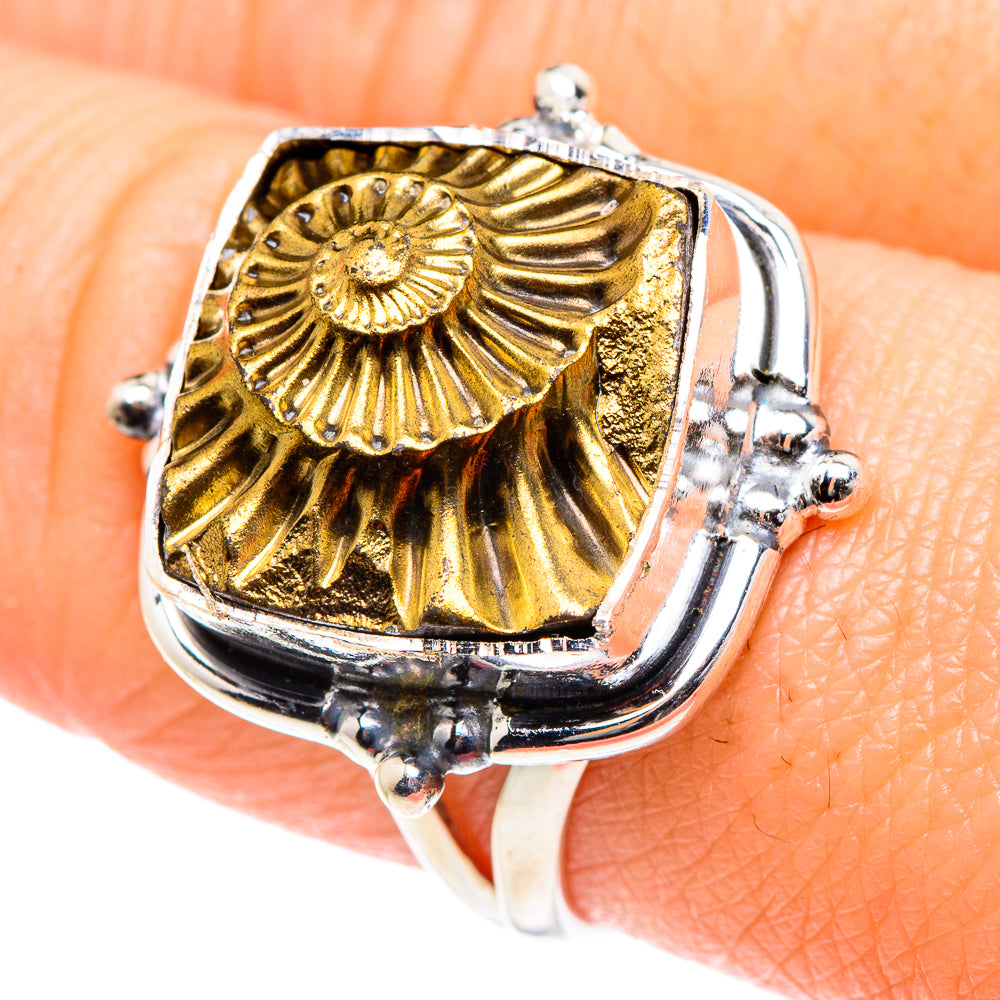Pyrite Fossil Rings handcrafted by Anasilvercos - RING93334