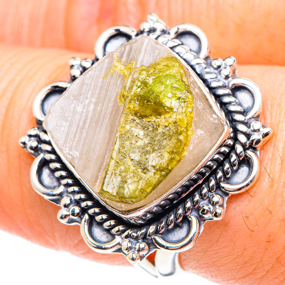 Green Tourmaline In Quartz Rings handcrafted by Anasilvercos - RING93346