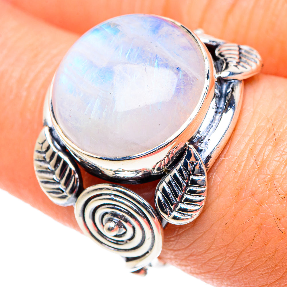 Rainbow Moonstone Rings handcrafted by Anasilvercos - RING93357