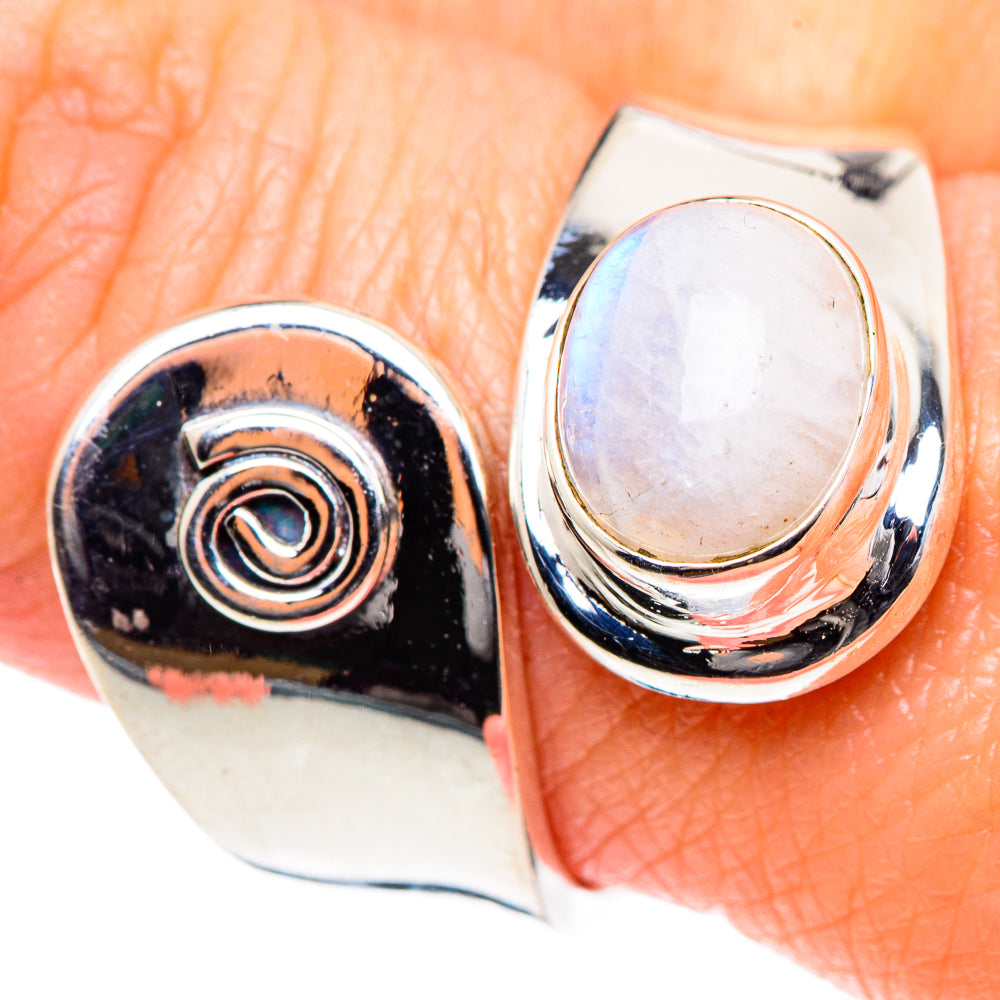 Rainbow Moonstone Rings handcrafted by Anasilvercos - RING93358