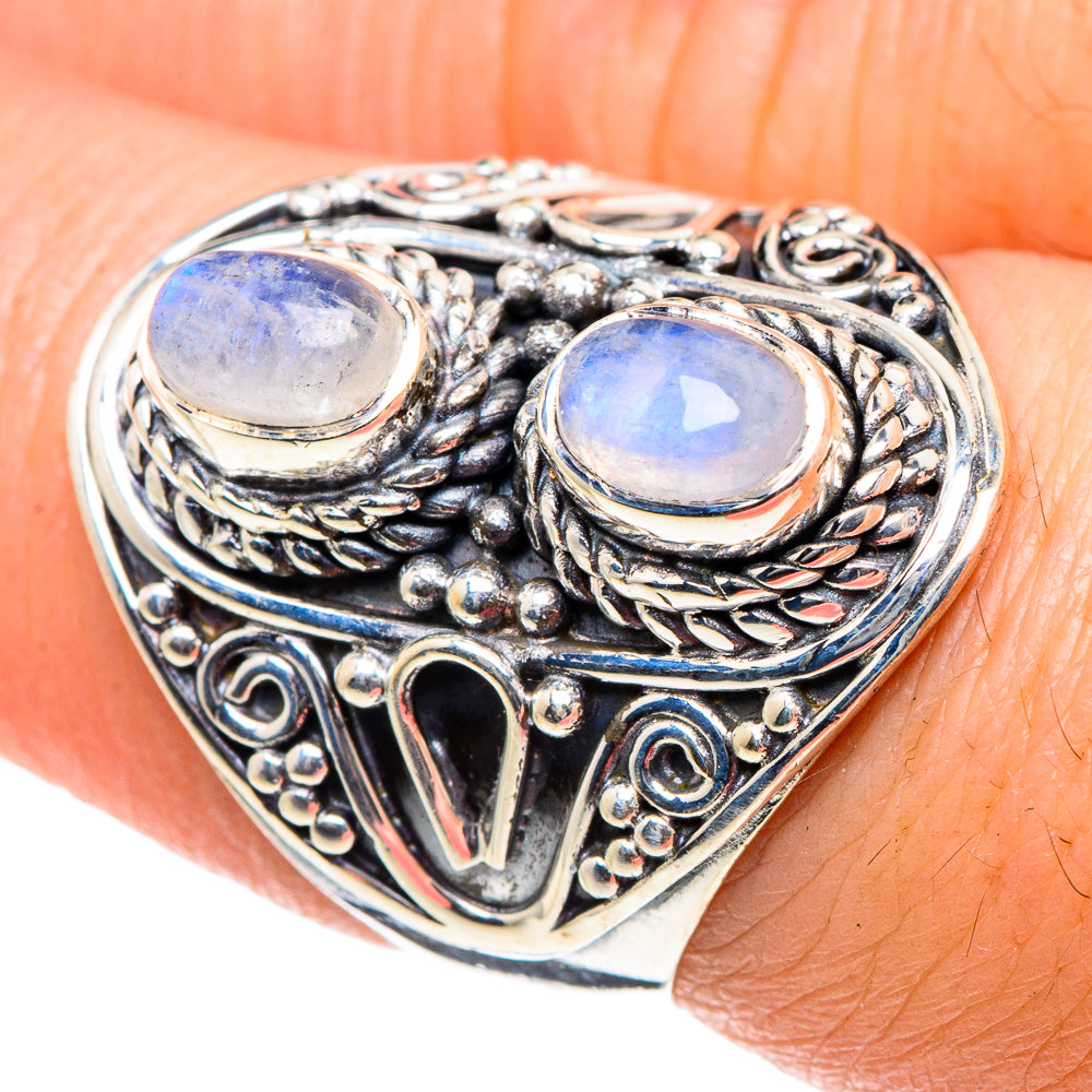 Rainbow Moonstone Rings handcrafted by Anasilvercos - RING93374