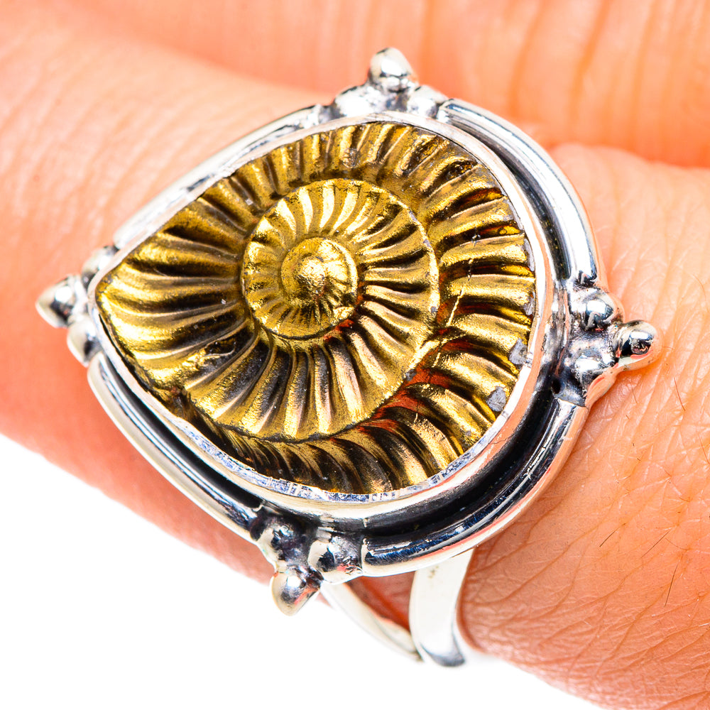 Pyrite Fossil Rings handcrafted by Anasilvercos - RING93391