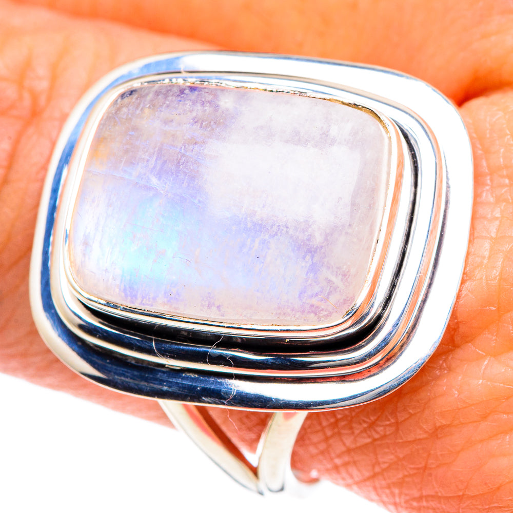 Rainbow Moonstone Rings handcrafted by Anasilvercos - RING93392