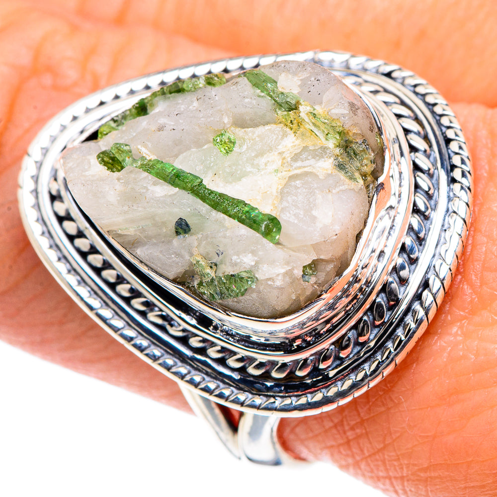 Green Tourmaline In Quartz Rings handcrafted by Anasilvercos - RING93445