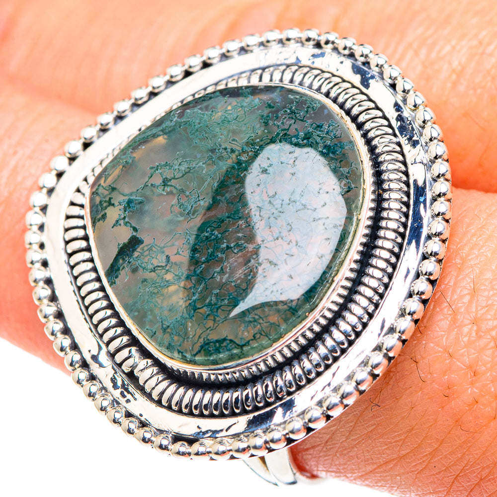 Green Moss Agate Rings handcrafted by Anasilvercos - RING93448