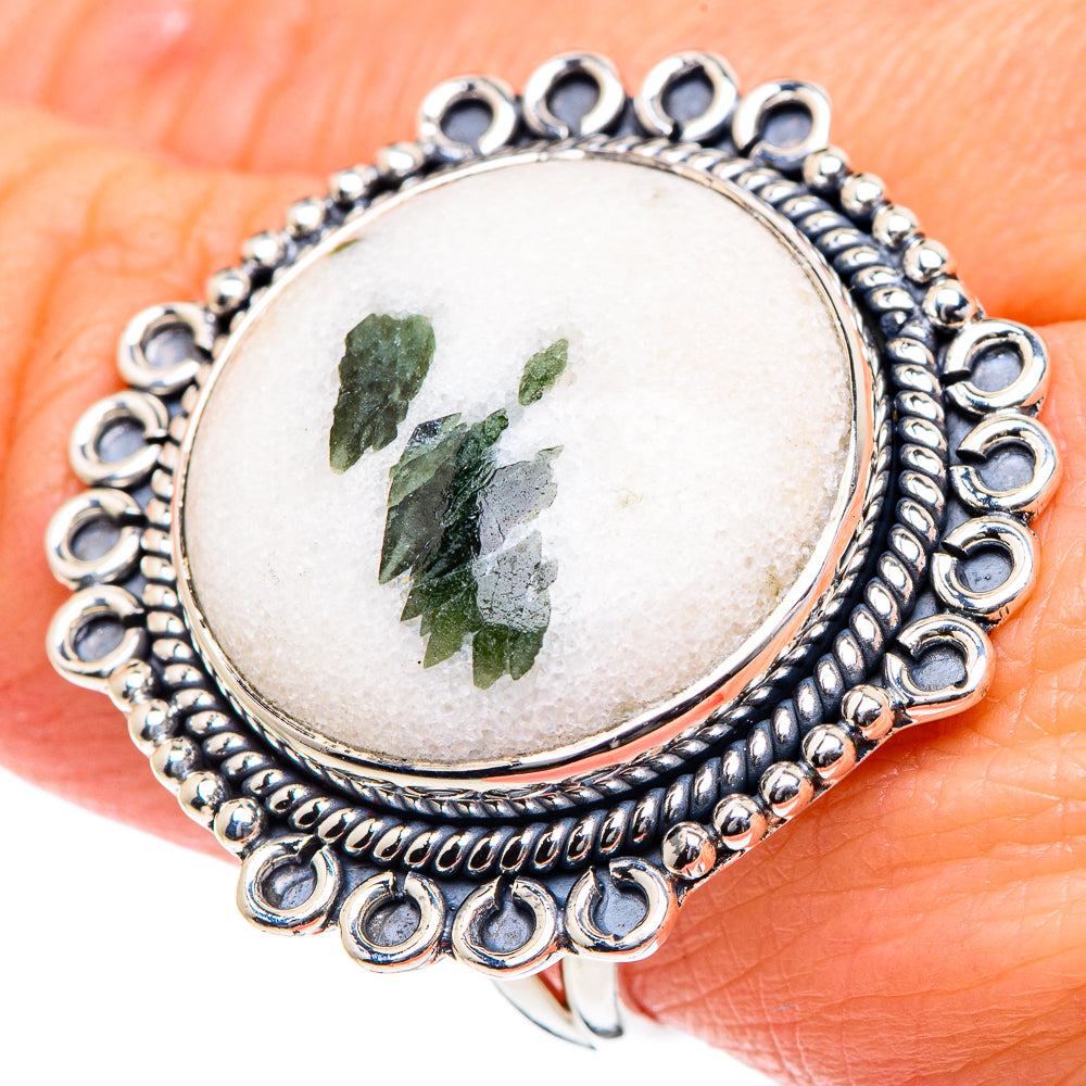 Green Tourmaline In Quartz Rings handcrafted by Anasilvercos - RING93466