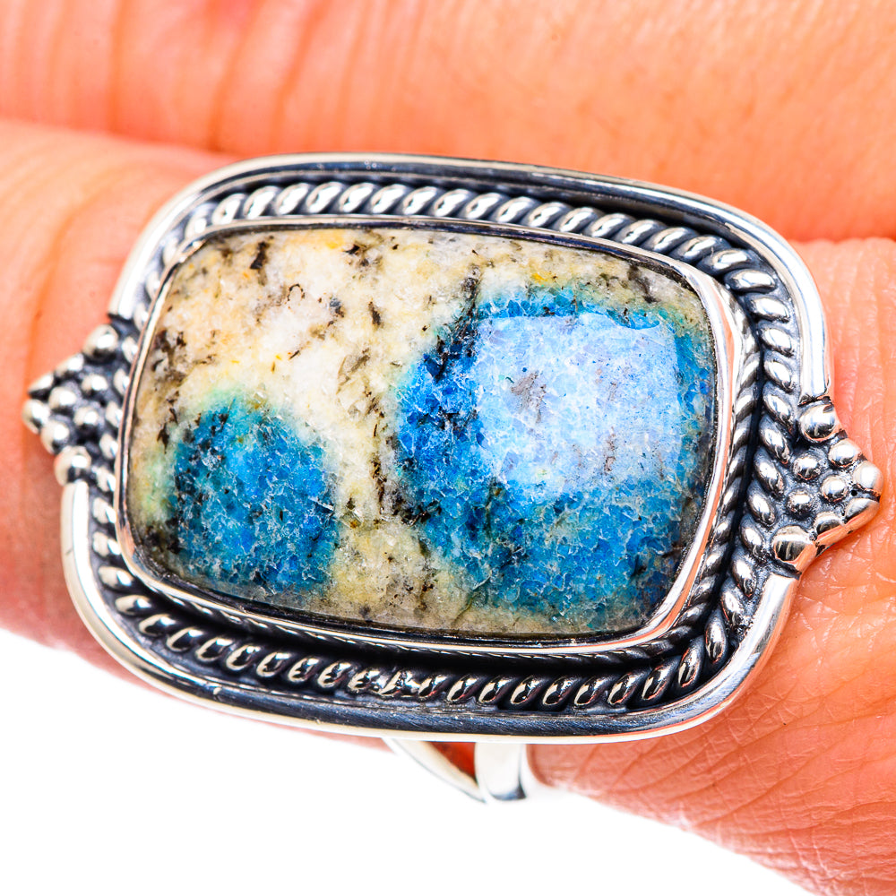 K2 Blue Azurite Rings handcrafted by Anasilvercos - RING93514