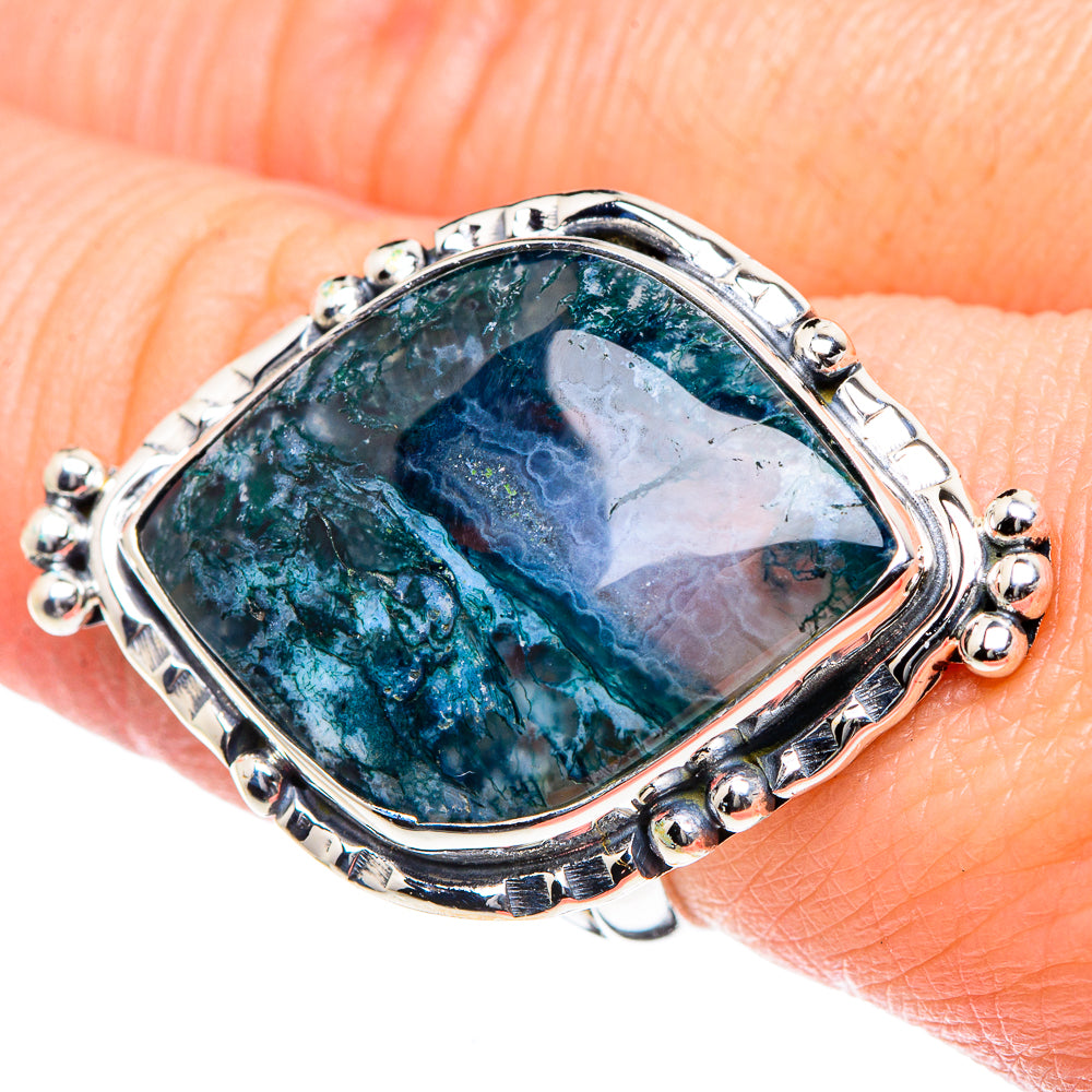 Green Moss Agate Rings handcrafted by Anasilvercos - RING93523