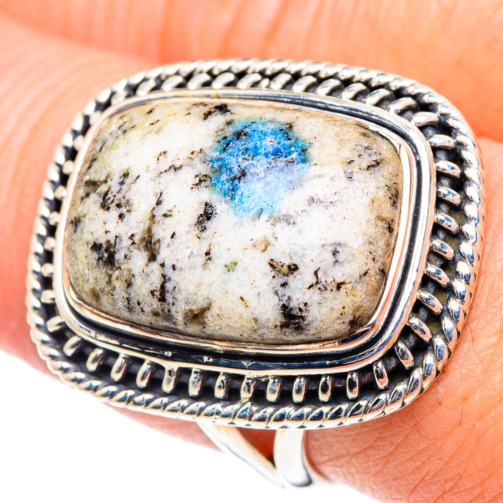 K2 Blue Azurite Rings handcrafted by Anasilvercos - RING93565