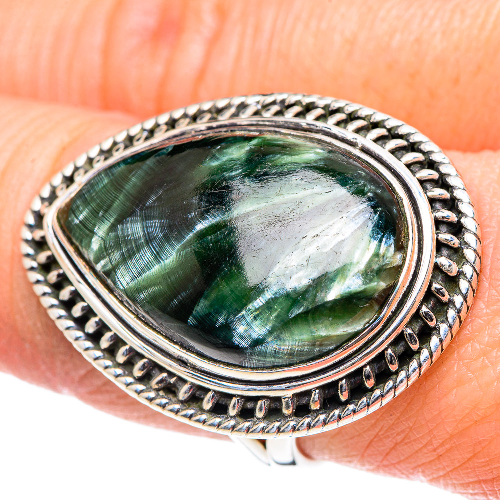 Seraphinite Rings handcrafted by Anasilvercos - RING93568