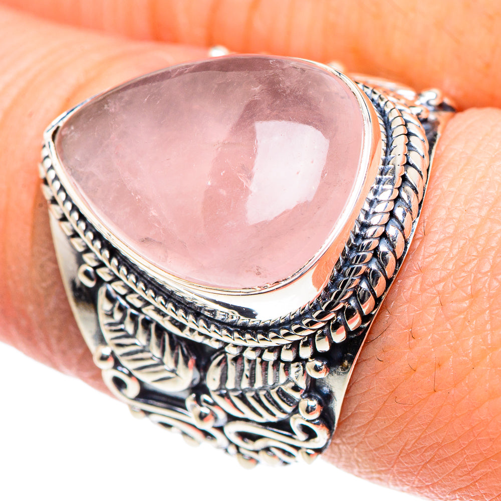 Rose Quartz Rings handcrafted by Anasilvercos - RING93616