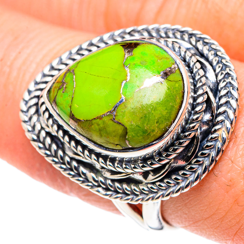 Green Copper Composite Turquoise Rings handcrafted by Anasilvercos - RING93693
