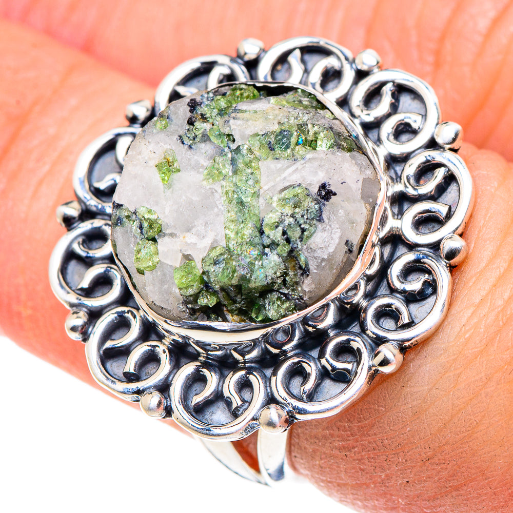 Green Tourmaline In Quartz Rings handcrafted by Anasilvercos - RING93721