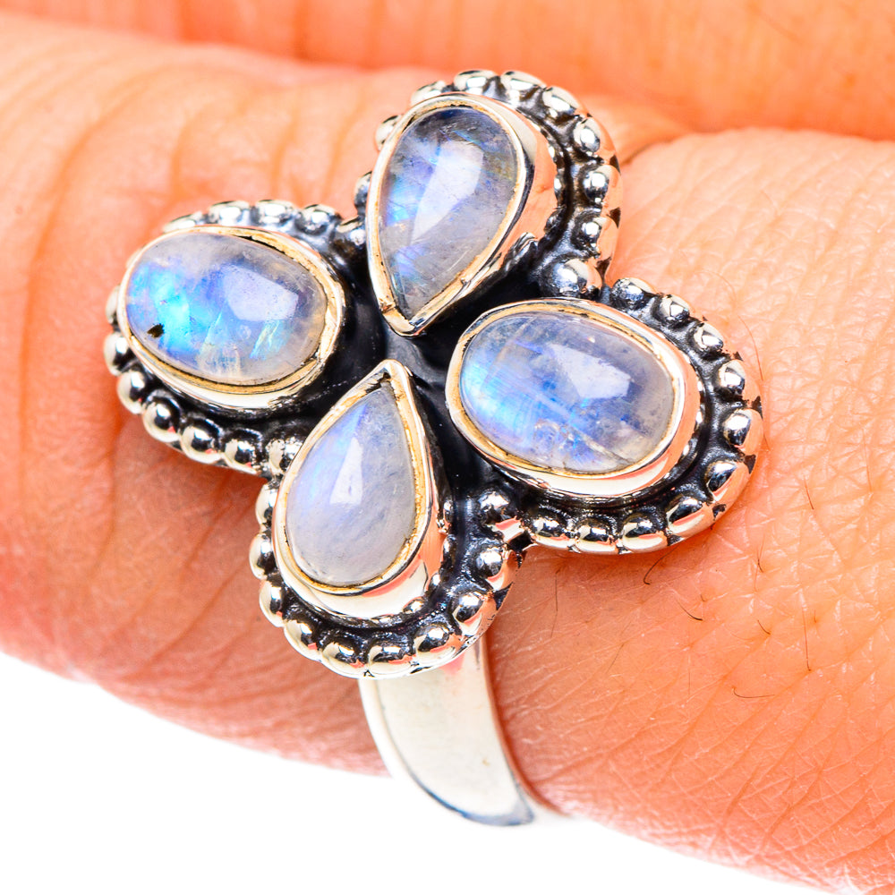 Rainbow Moonstone Rings handcrafted by Anasilvercos - RING93779