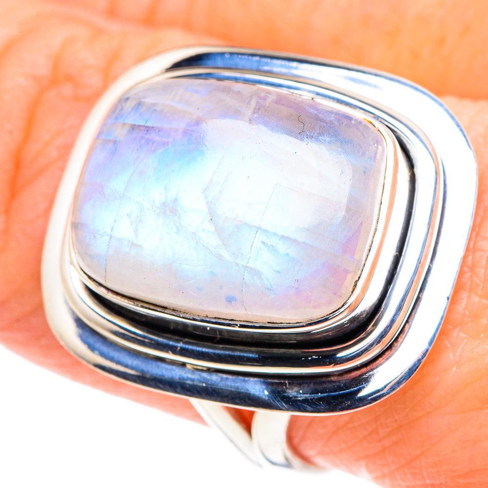 Rainbow Moonstone Rings handcrafted by Anasilvercos - RING93798