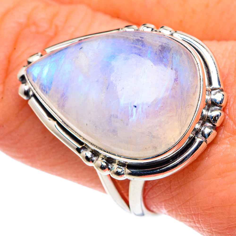 Rainbow Moonstone Rings handcrafted by Anasilvercos - RING93800