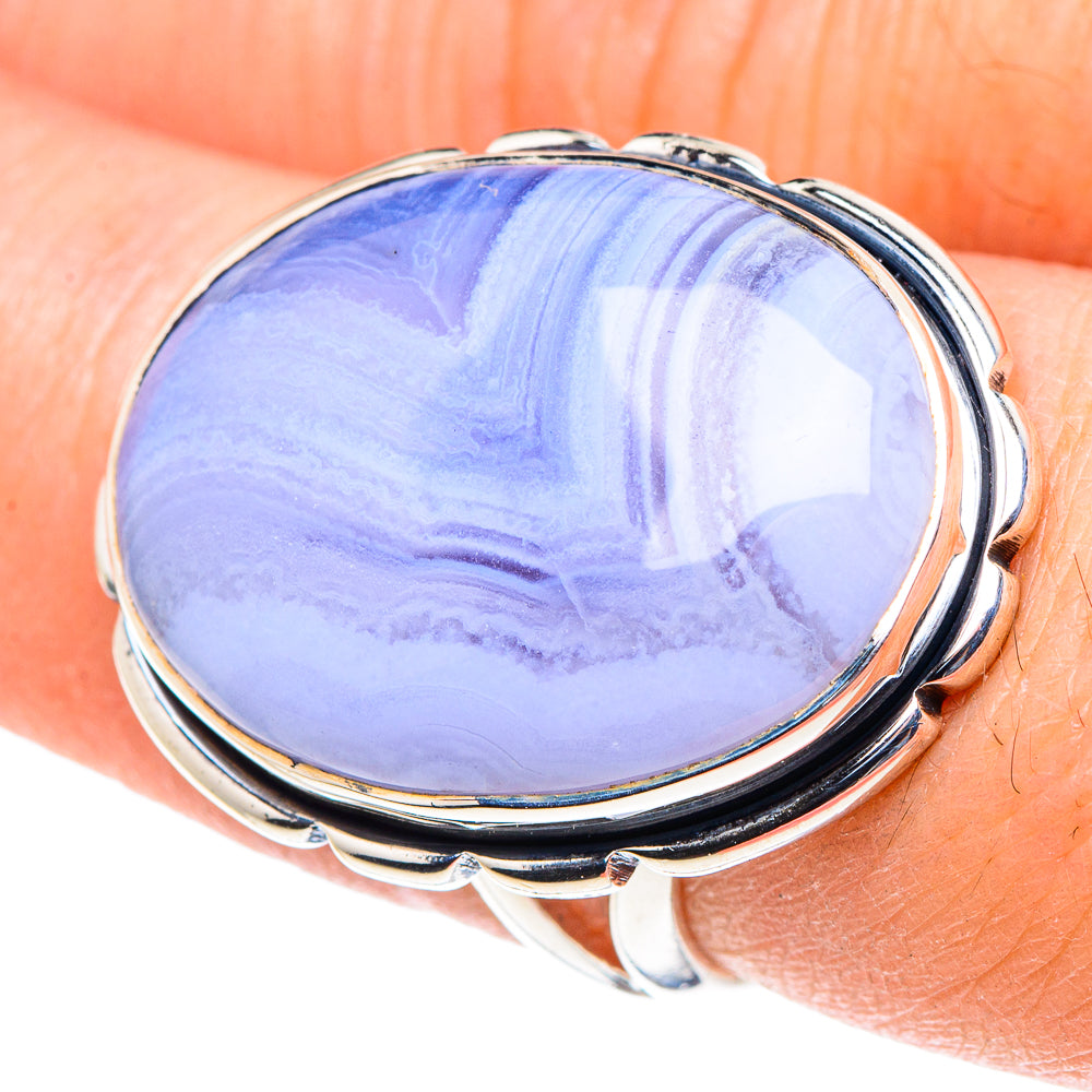 Blue Lace Agate Rings handcrafted by Anasilvercos - RING93864