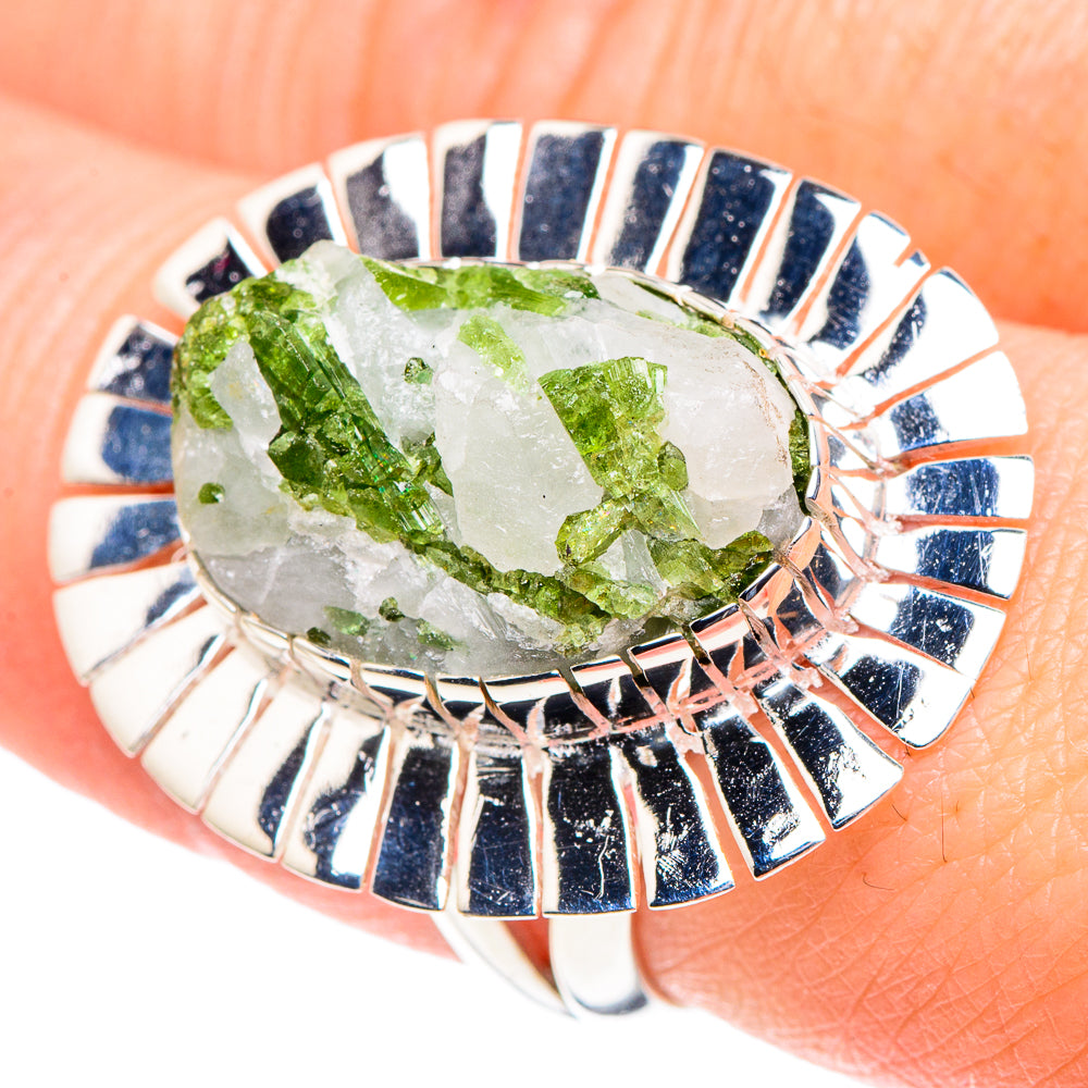 Green Tourmaline In Quartz Rings handcrafted by Anasilvercos - RING93877