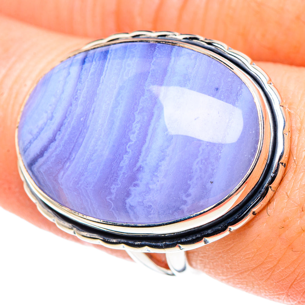 Blue Lace Agate Rings handcrafted by Anasilvercos - RING93902