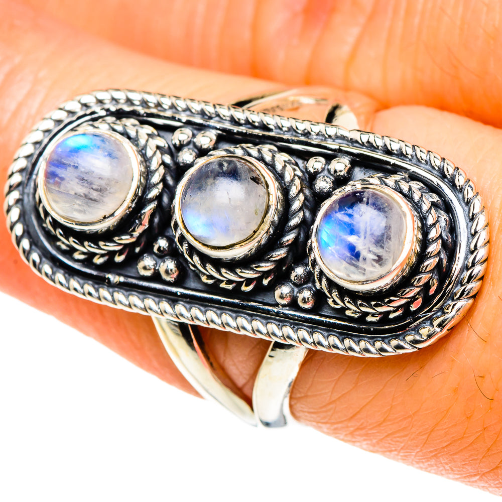 Rainbow Moonstone Rings handcrafted by Anasilvercos - RING93952