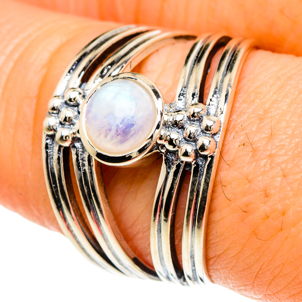 Rainbow Moonstone Rings handcrafted by Anasilvercos - RING94001