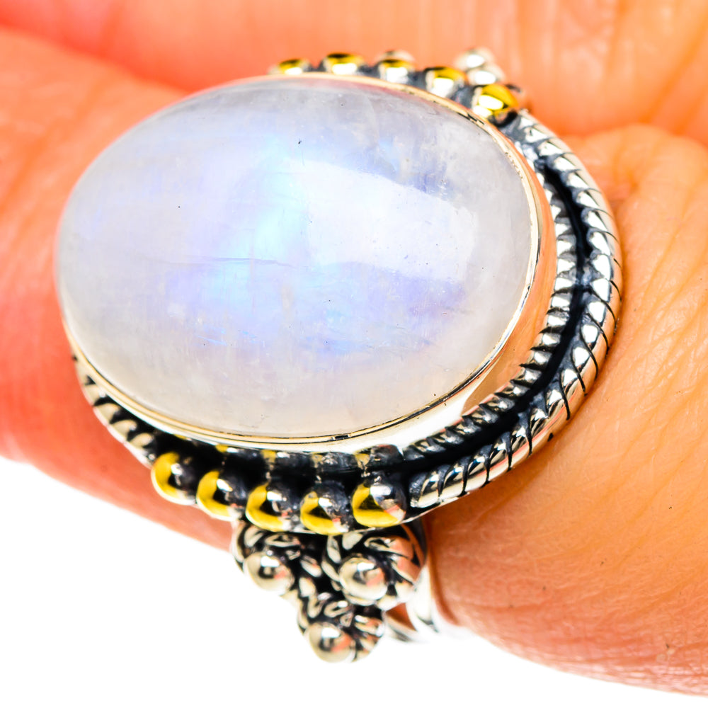 Rainbow Moonstone Rings handcrafted by Anasilvercos - RING94020