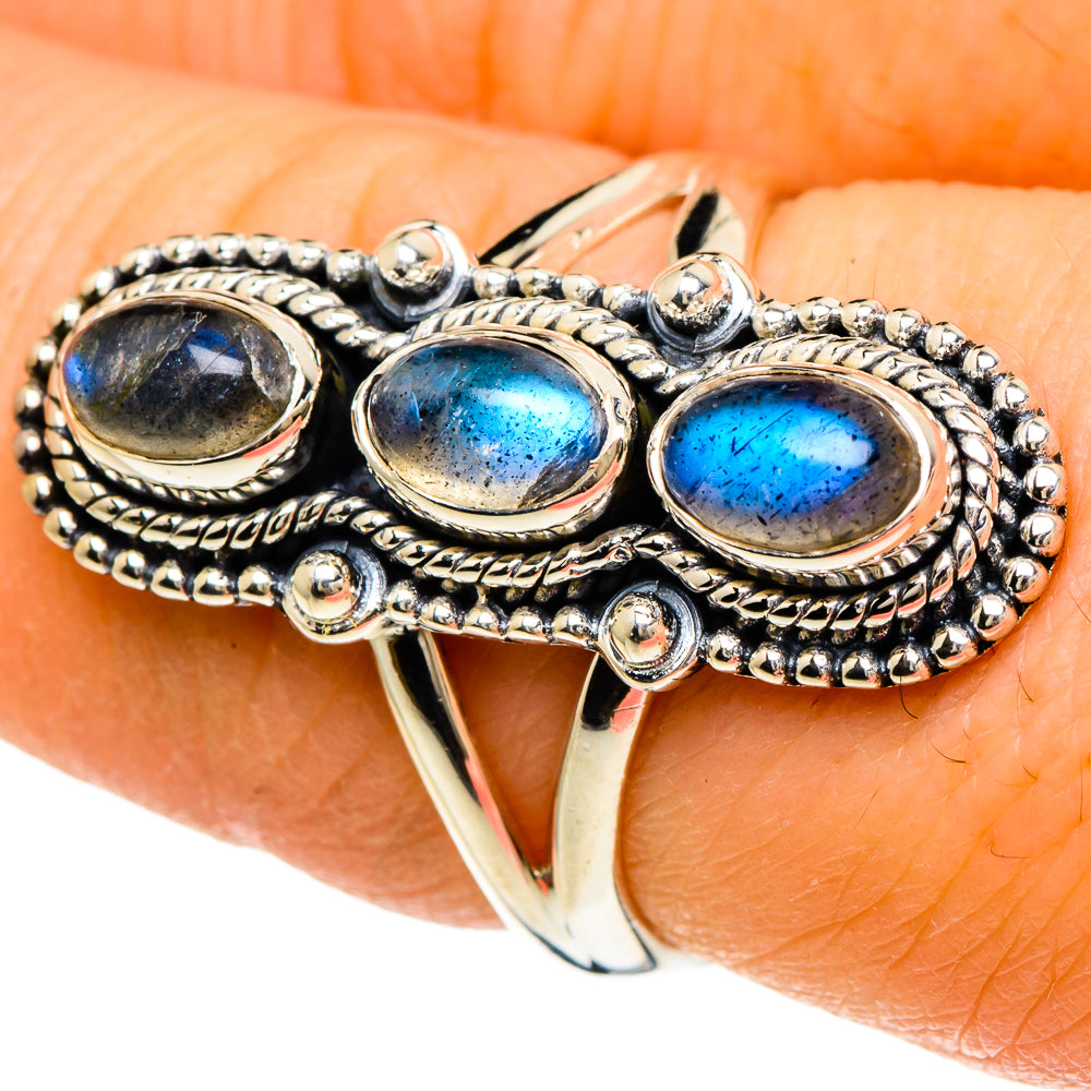 Rainbow Moonstone Rings handcrafted by Anasilvercos - RING94036