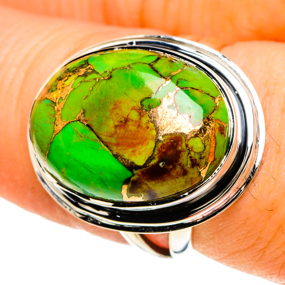 Green Copper Composite Turquoise Rings handcrafted by Anasilvercos - RING94046