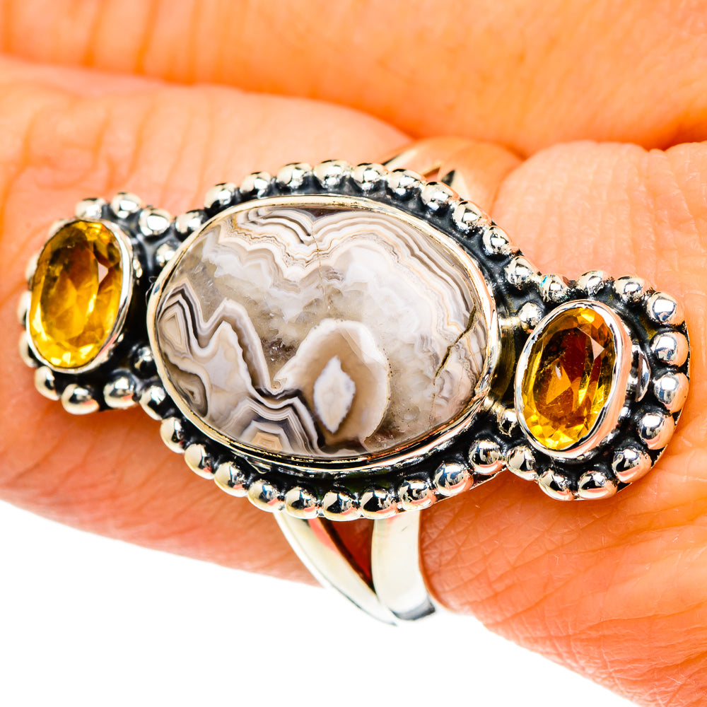 Laguna Lace Agate Rings handcrafted by Anasilvercos - RING94053